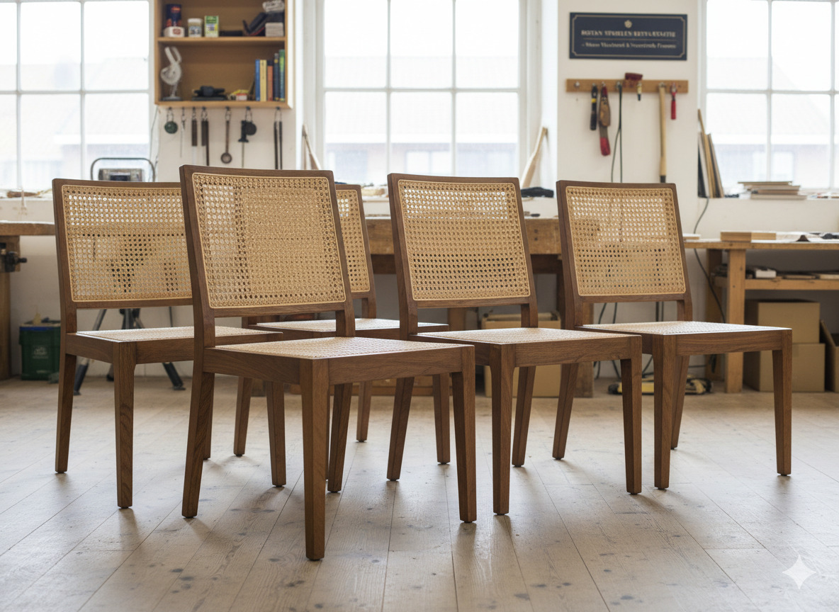 Herstelde rotan stoelen